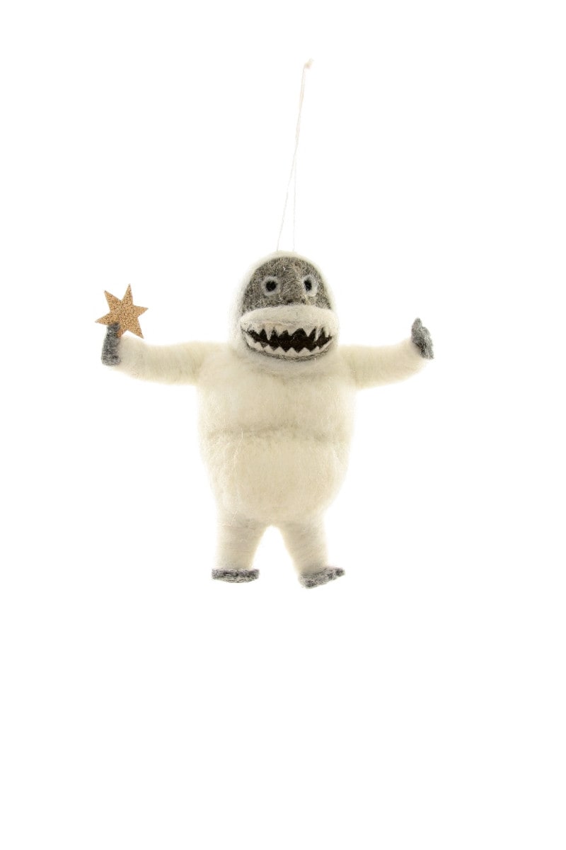 Felted Abominable Snowman Ornament - Joy