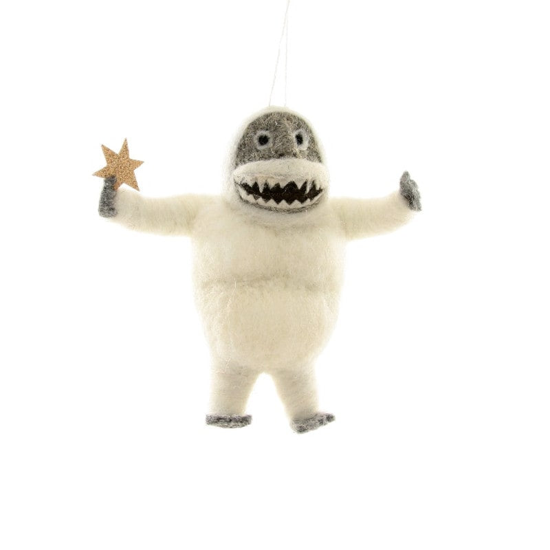 Felted Abominable Snowman Ornament - Joy