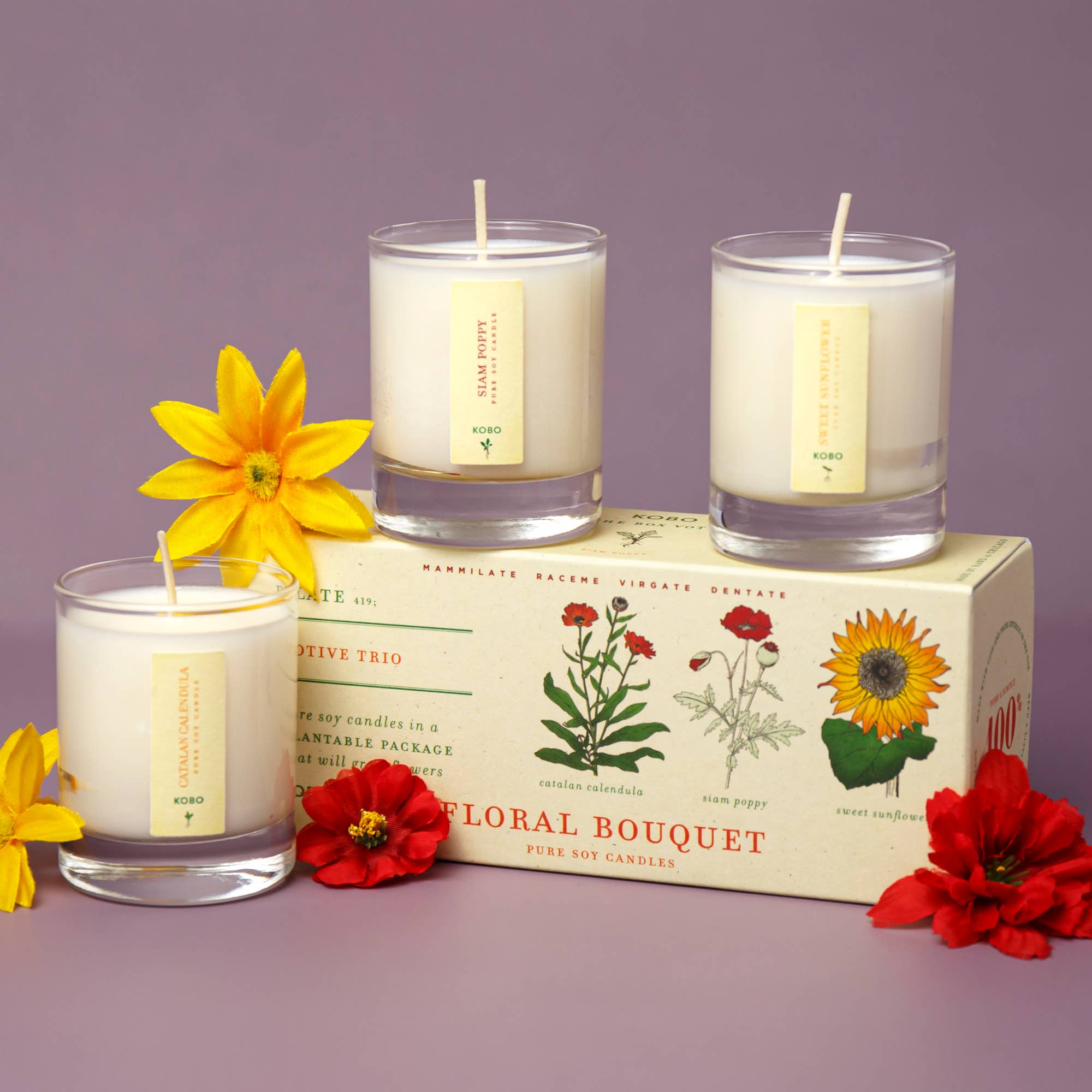 Floral Bouquet - Plant the Box Votive Candle Trio - Joy Gift Shoppe