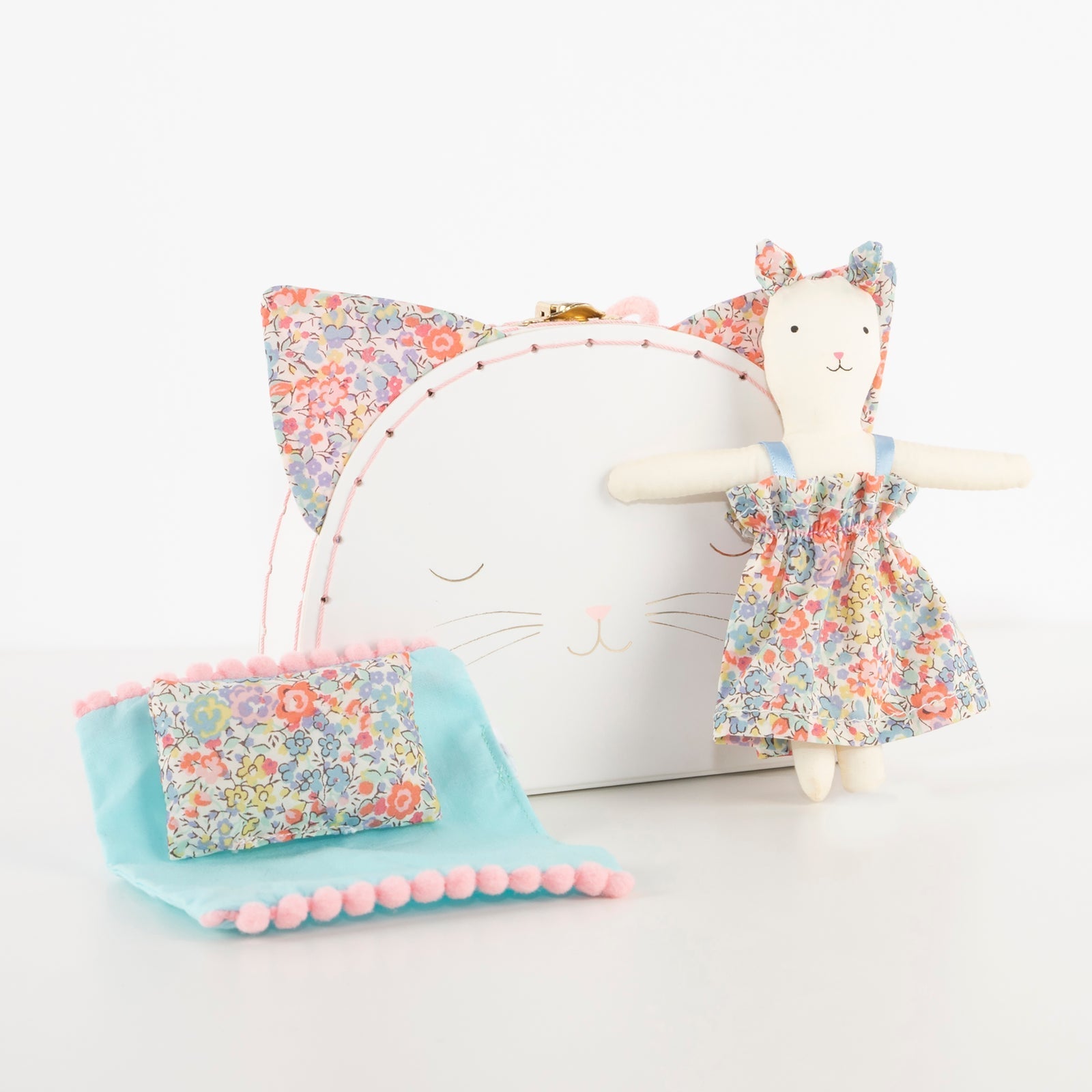 Floral Kitty Mini Suitcase Doll - Joy