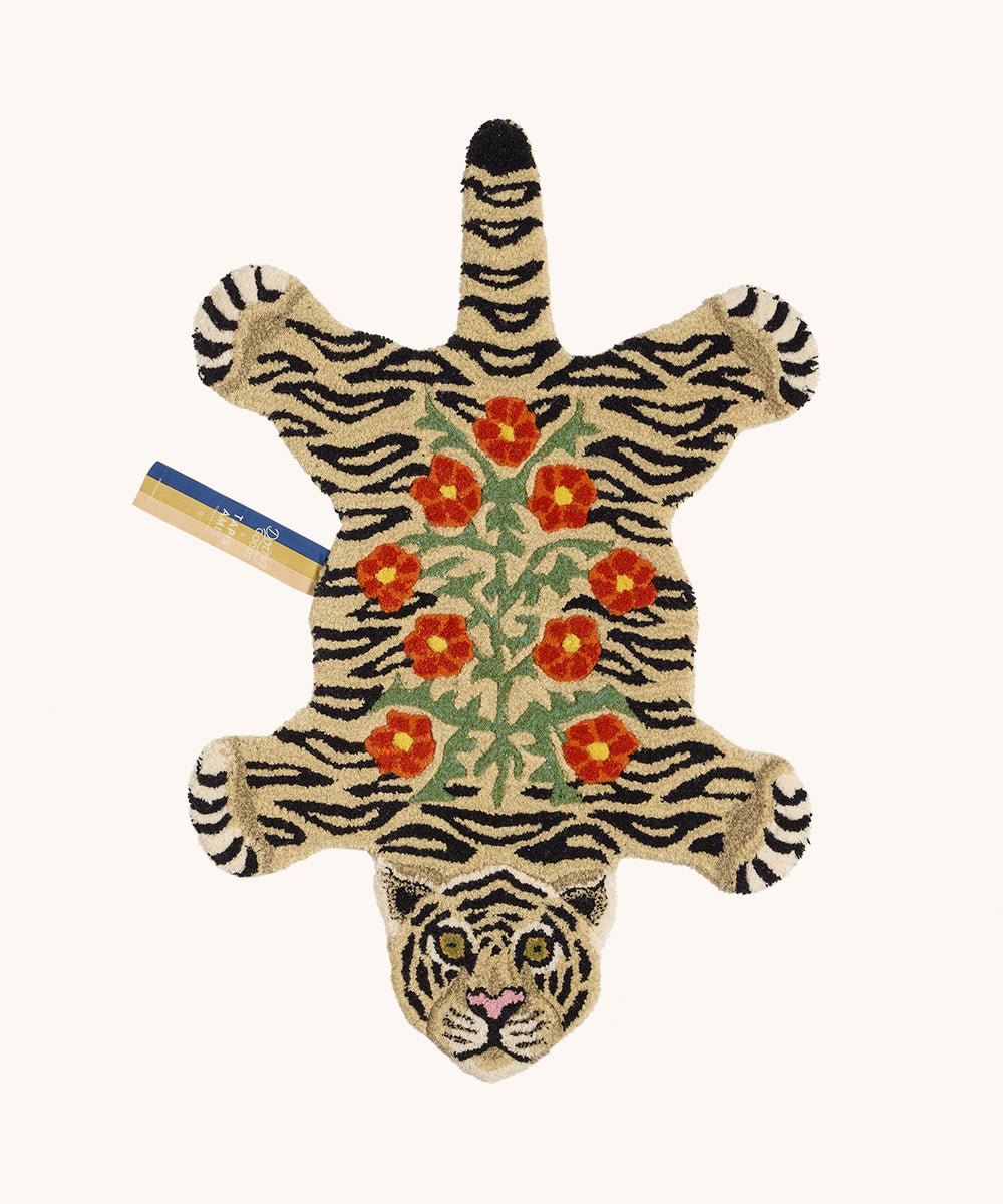 Floral White Tiger Rug - Joy
