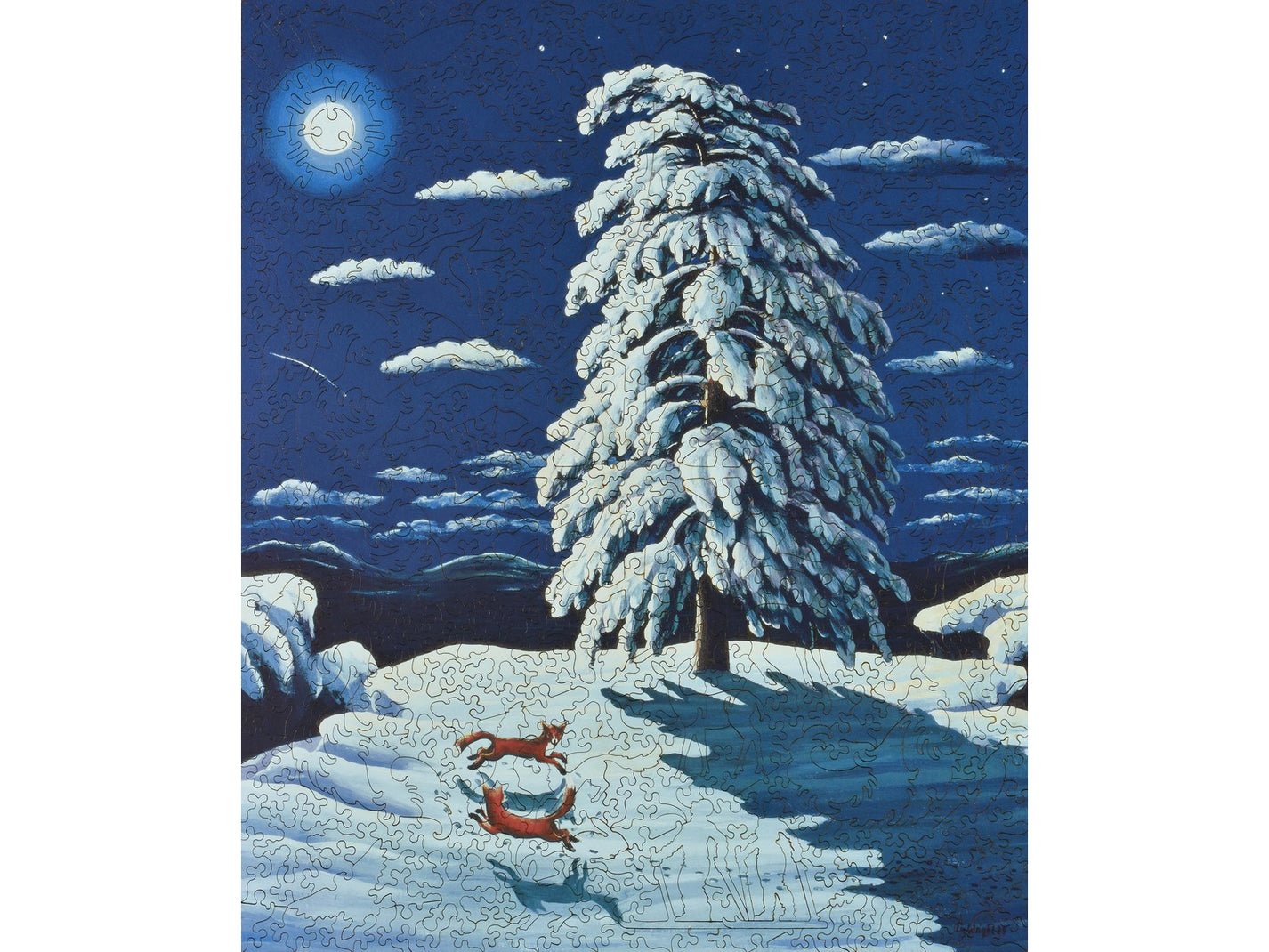 Foxes in Moonlight Puzzle - Joy