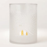 Frosted Glass Snowscape Candle Holder - Joy