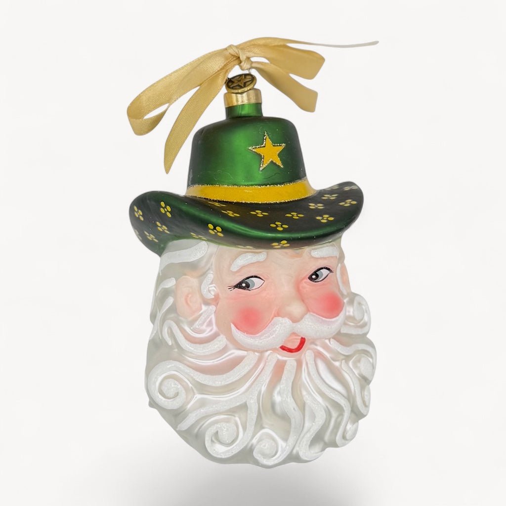 Game Day Green & Gold Cowboy Santa 2026 Ornament - Joy Gift Shoppe