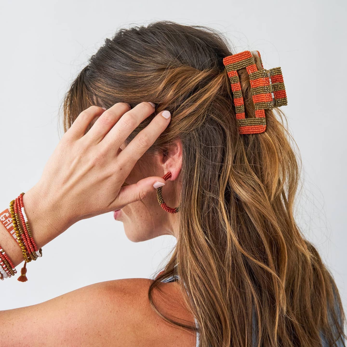 Game Day Striped Beaded Claw Clip - Joy Gift Shoppe