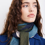 GEOMETRIC Navy/Green Square Scarf - Joy