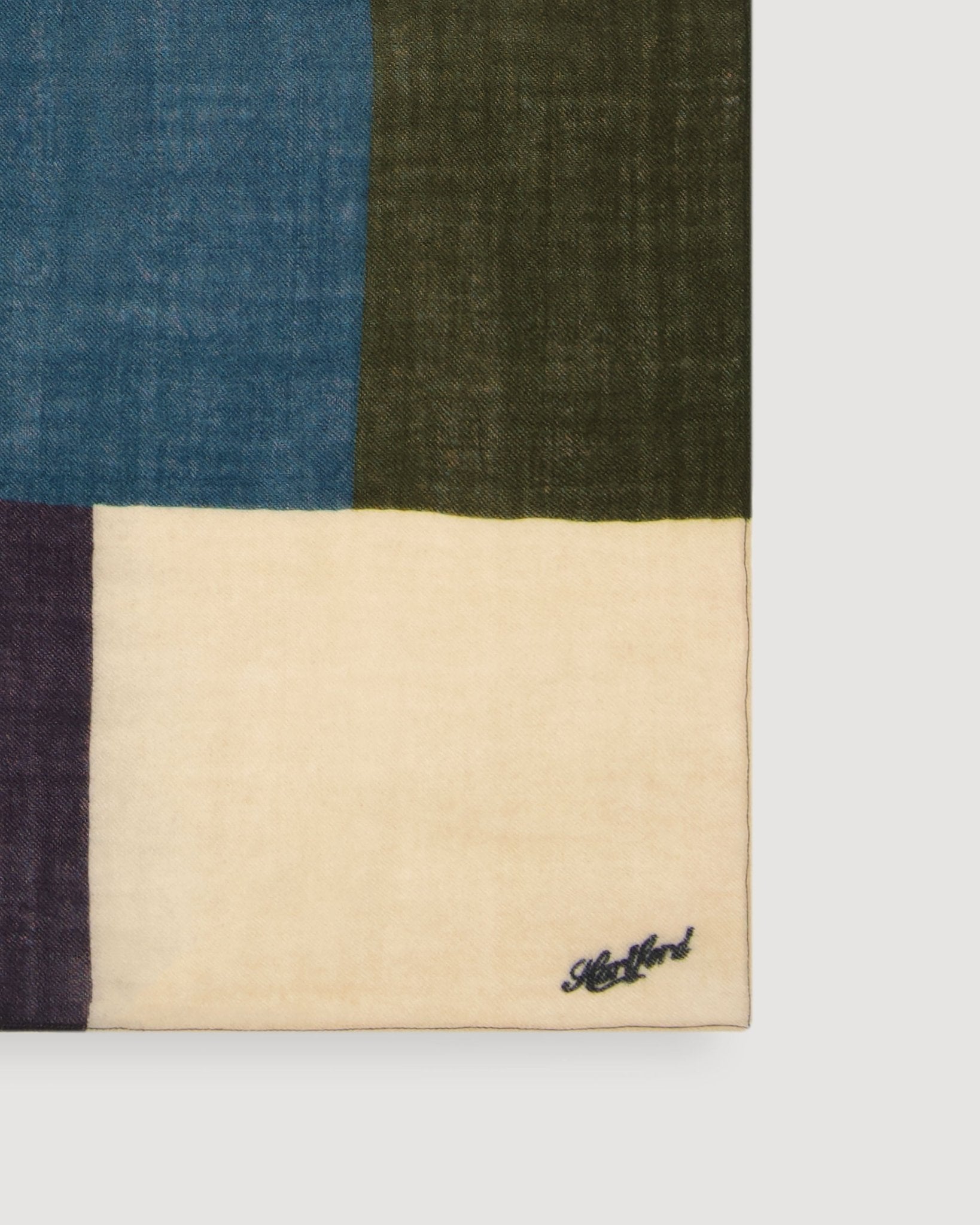 GEOMETRIC Navy/Green Square Scarf - Joy