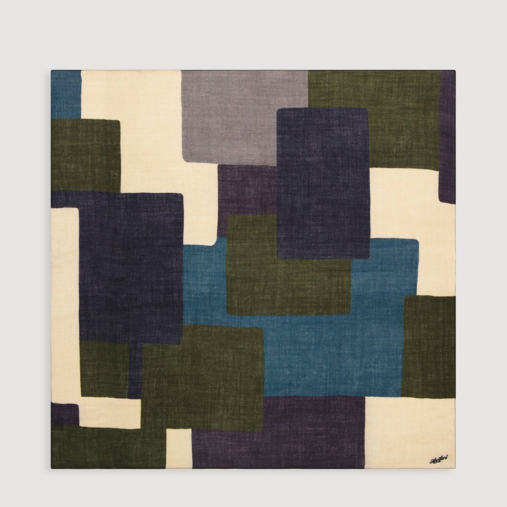 GEOMETRIC Navy/Green Square Scarf - Joy