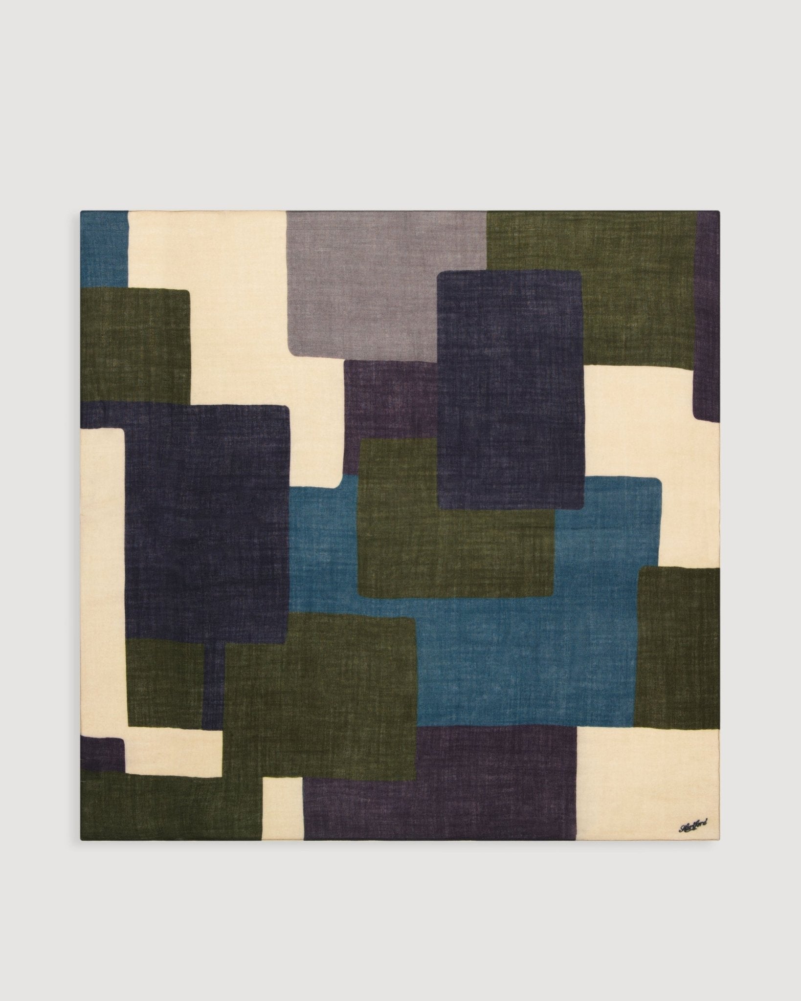 GEOMETRIC Navy/Green Square Scarf - Joy