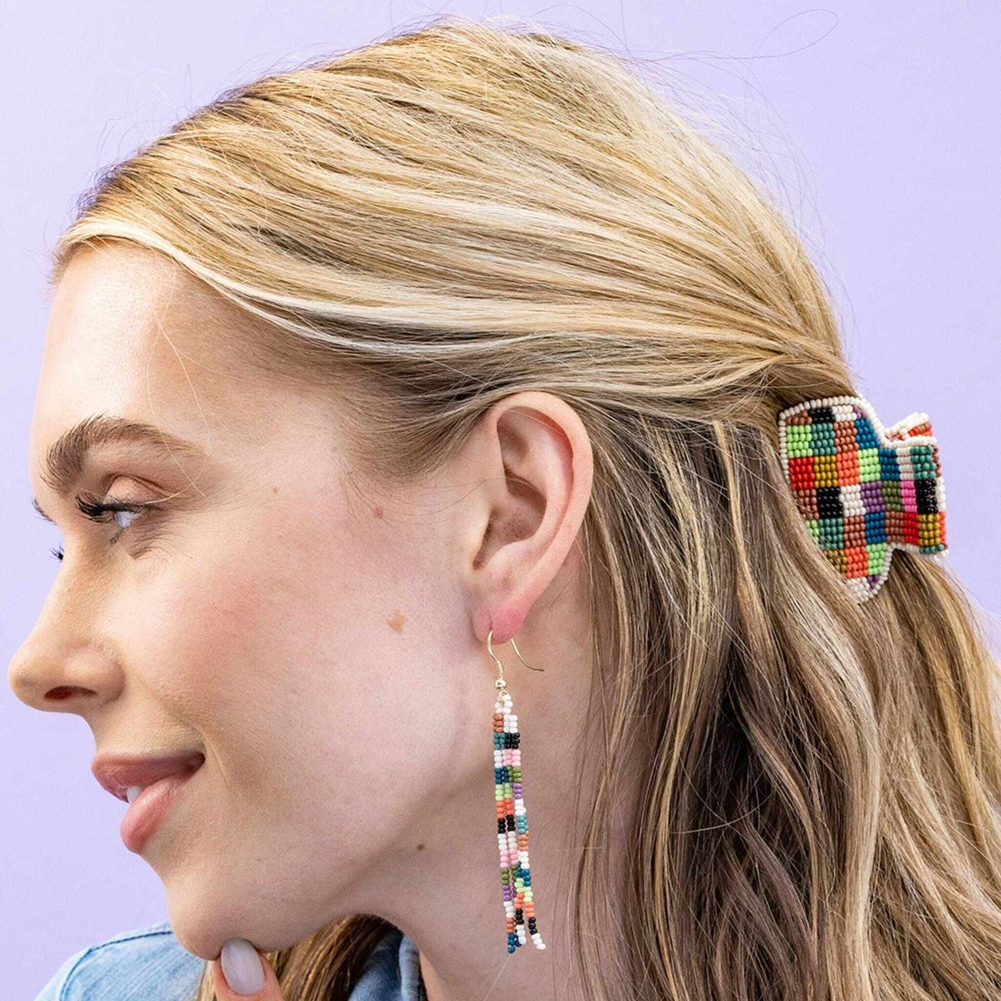 Gia Petite Checked Claw Clip - Joy Gift Shoppe