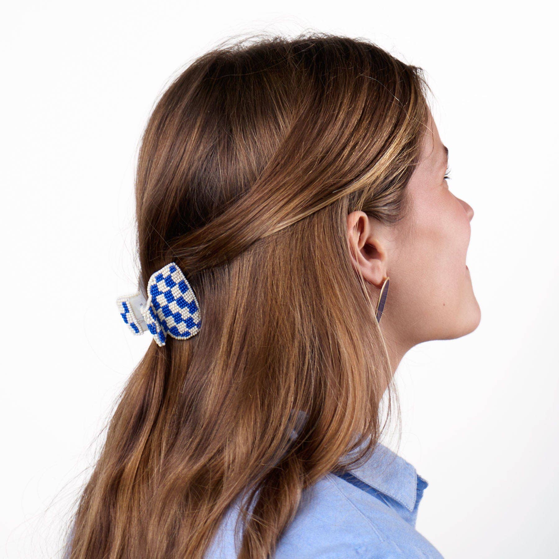 Gia Petite Checked Claw Clip - Joy Gift Shoppe