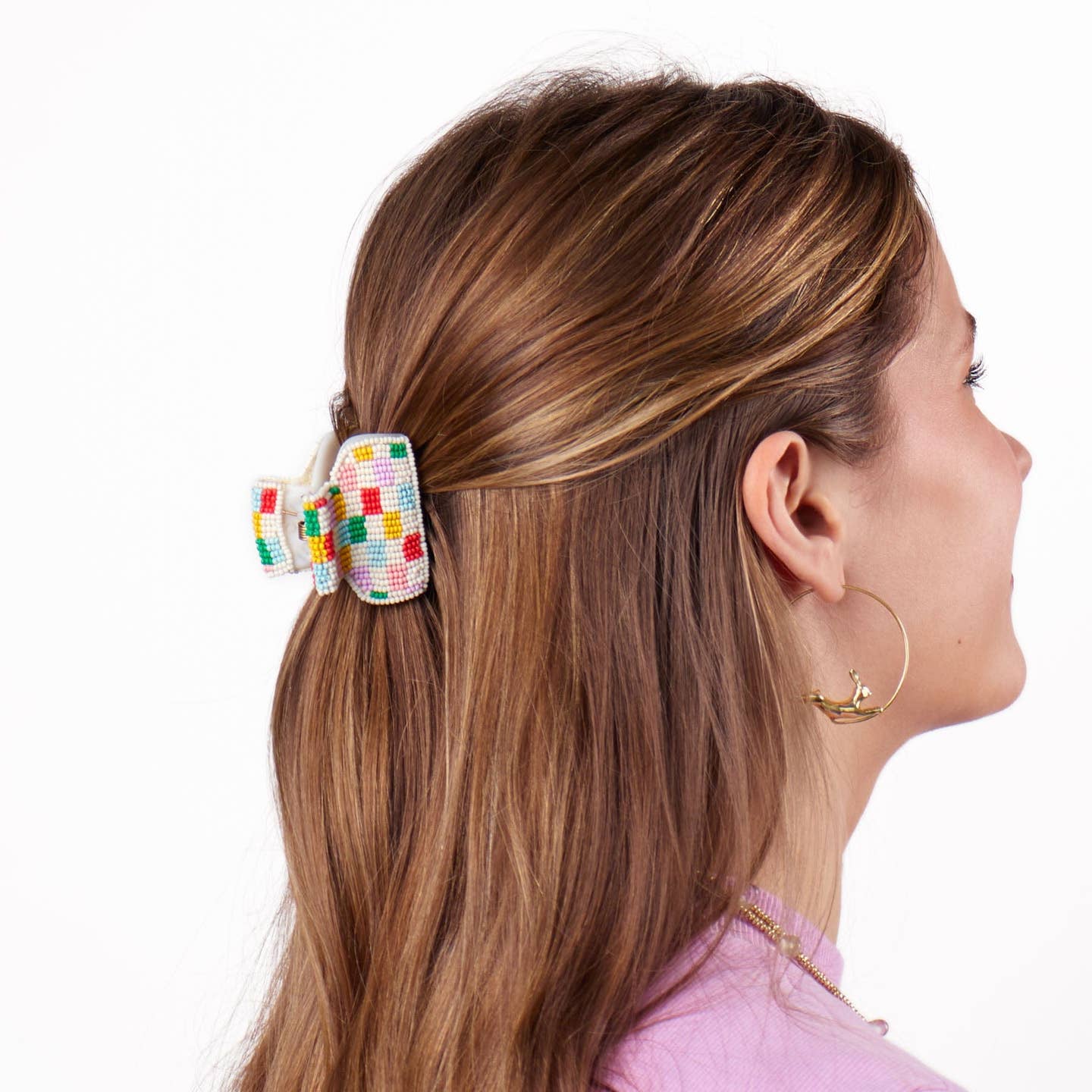 Gia Petite Checked Claw Clip - Joy Gift Shoppe