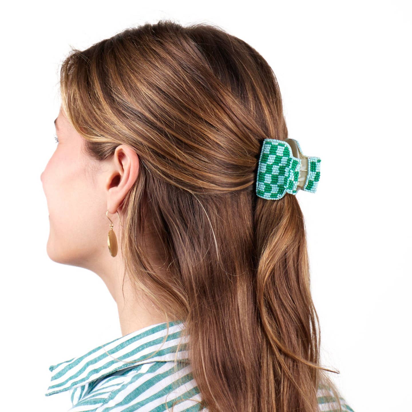 Gia Petite Checked Claw Clip - Joy Gift Shoppe