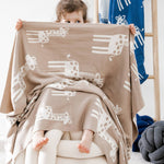 Giraffe Organic Cotton Baby Blanket and Burp Cloth Set - Stone - Joy