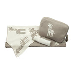 Giraffe Organic Cotton Baby Blanket and Burp Cloth Set - Stone - Joy