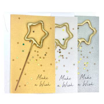 Gold Star Sparkler Candle Card - Joy