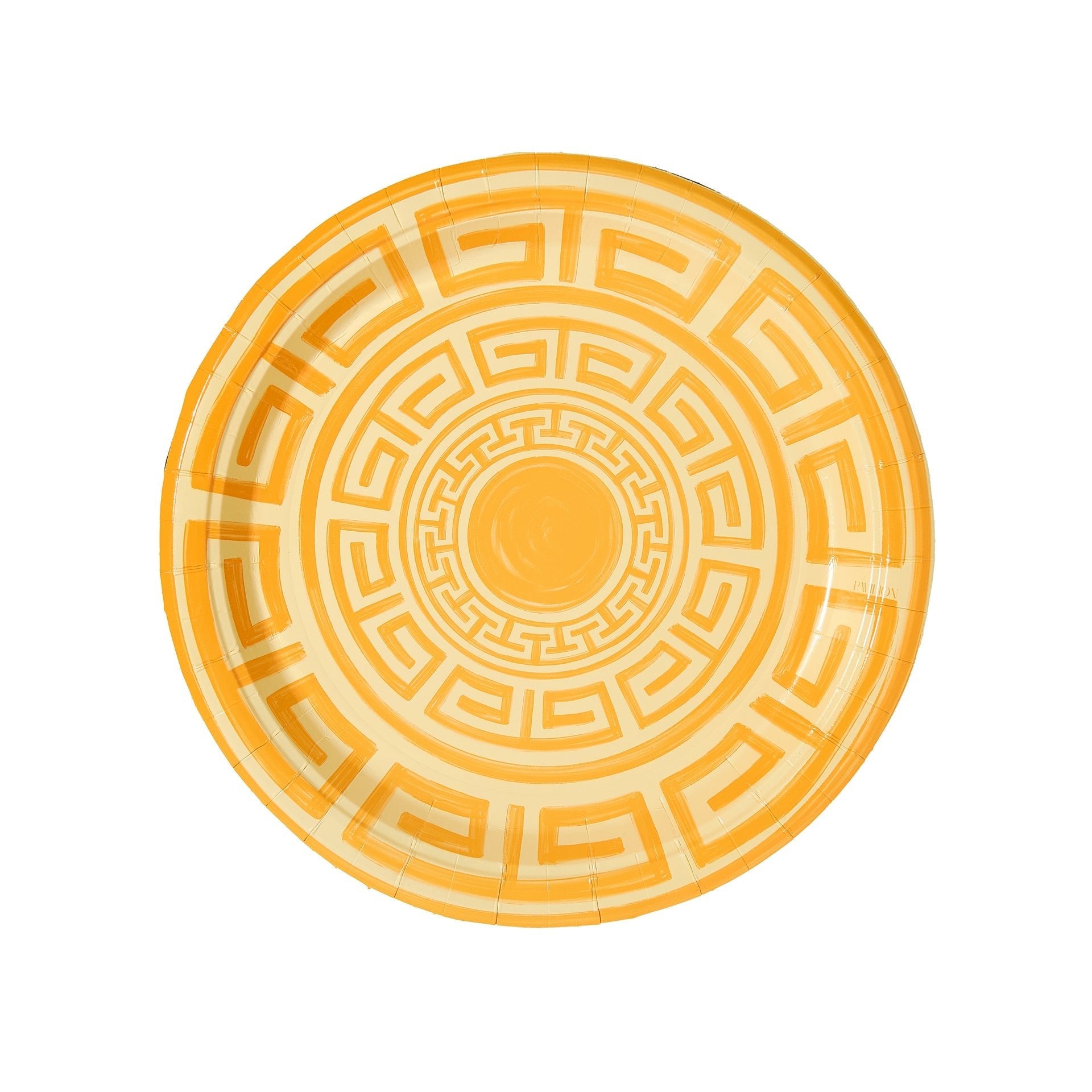 Golden & Butter Yellow Greek Key Dinner Paper Plates - 8 Pack - Joy Gift Shoppe