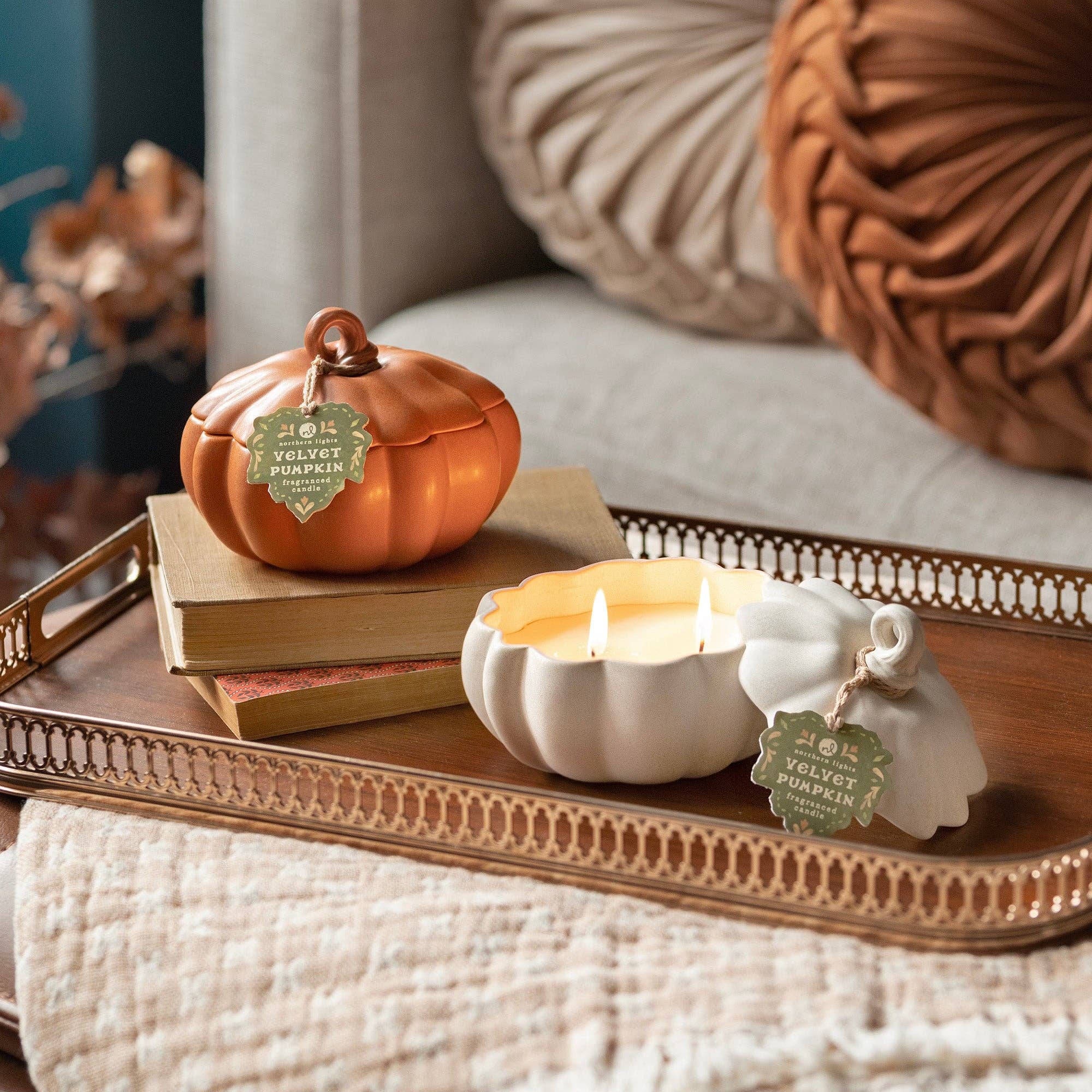 Grateful Glow Pumpkin Candle: White - Joy