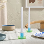 Green/Blue Glass Candle Holder - Joy