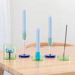 Green/Blue Glass Candle Holder - Joy