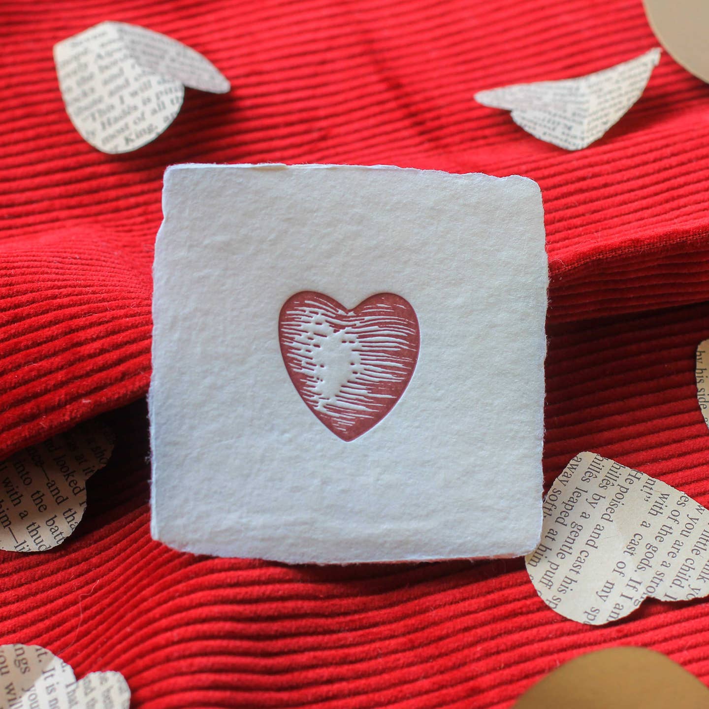 Heart Handmade Paper Letterpress Petite Charm: Single - Joy