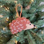 Hedgehog Embroidered Wool Christmas Ornament - Joy