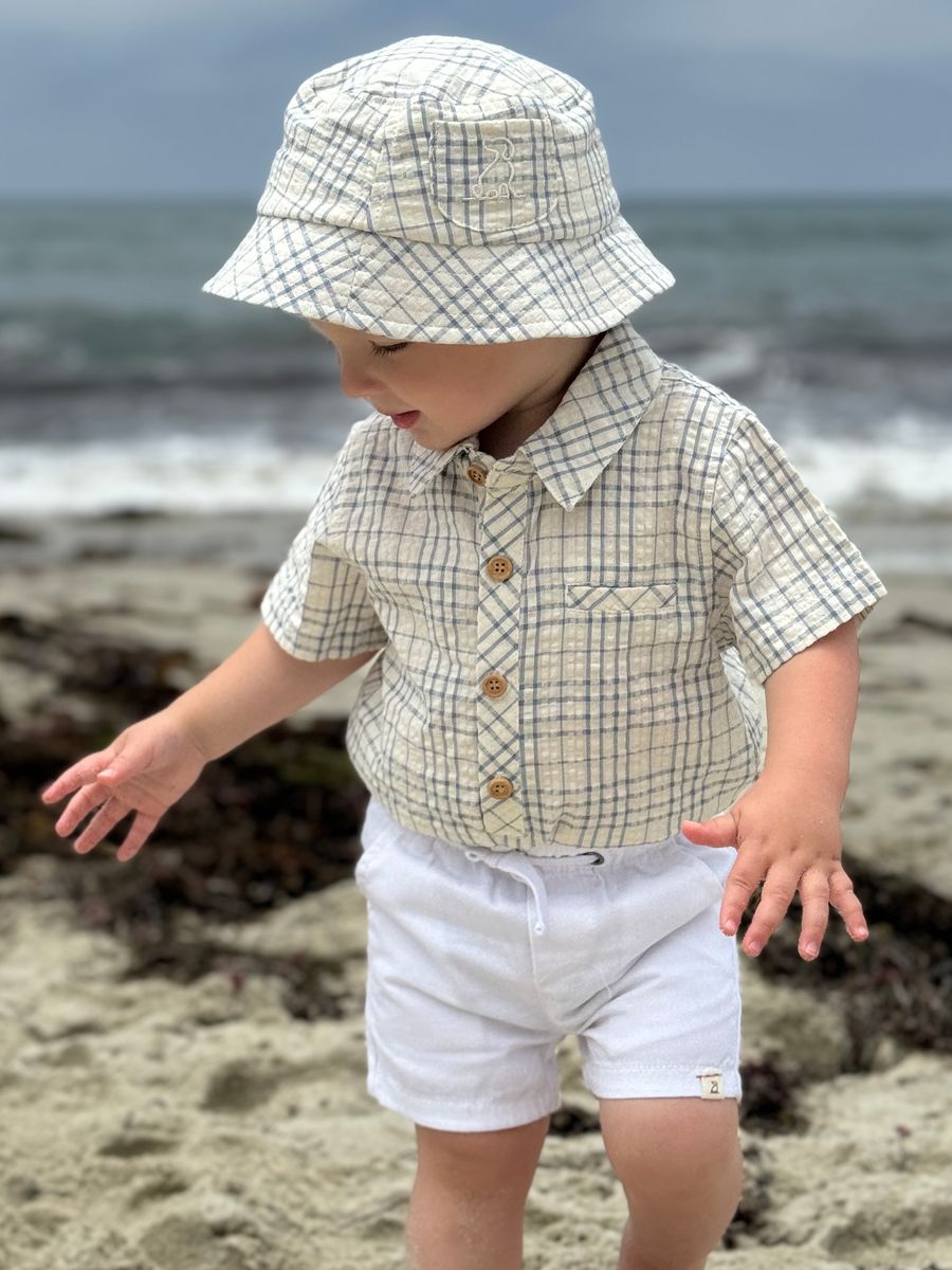HELFORD Chambray/Cream Plaid Onesie - Joy