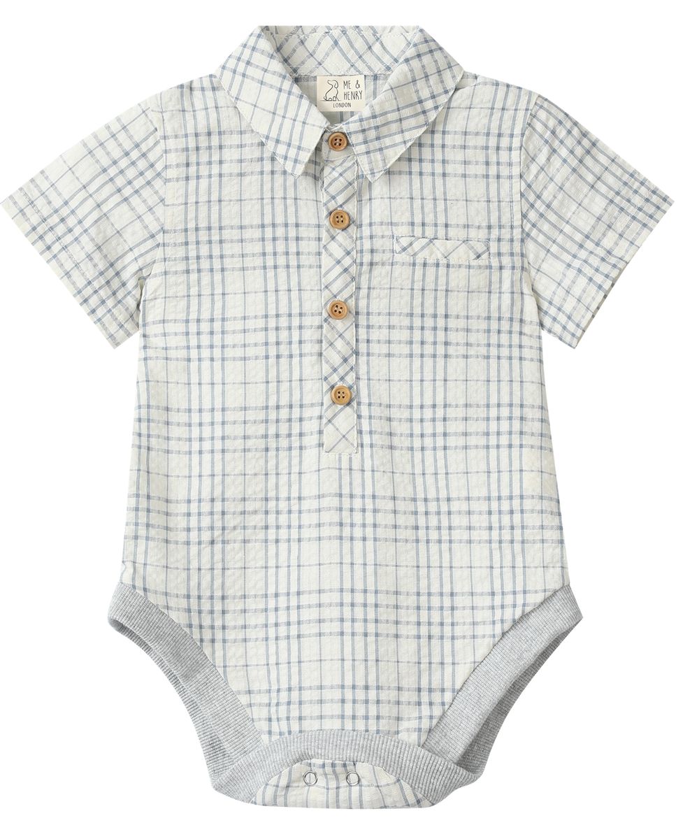 HELFORD Chambray/Cream Plaid Onesie - Joy