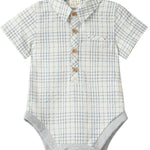 HELFORD Chambray/Cream Plaid Onesie - Joy