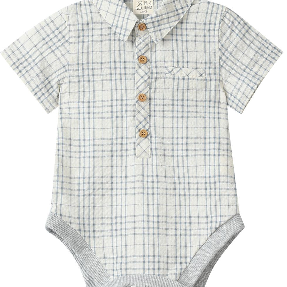 HELFORD Chambray/Cream Plaid Onesie - Joy
