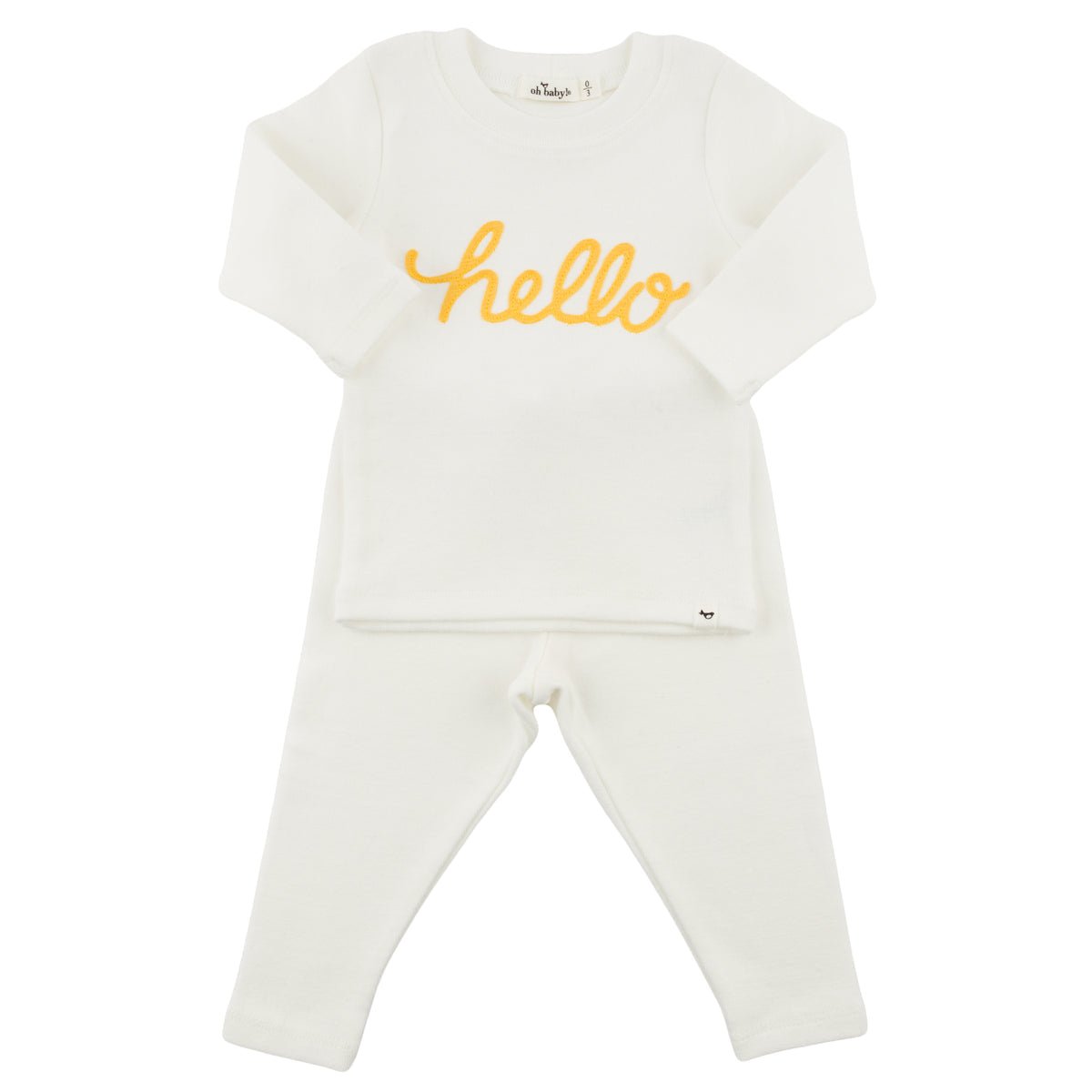 "hello" Golden Embroidered Two Piece Set - Joy