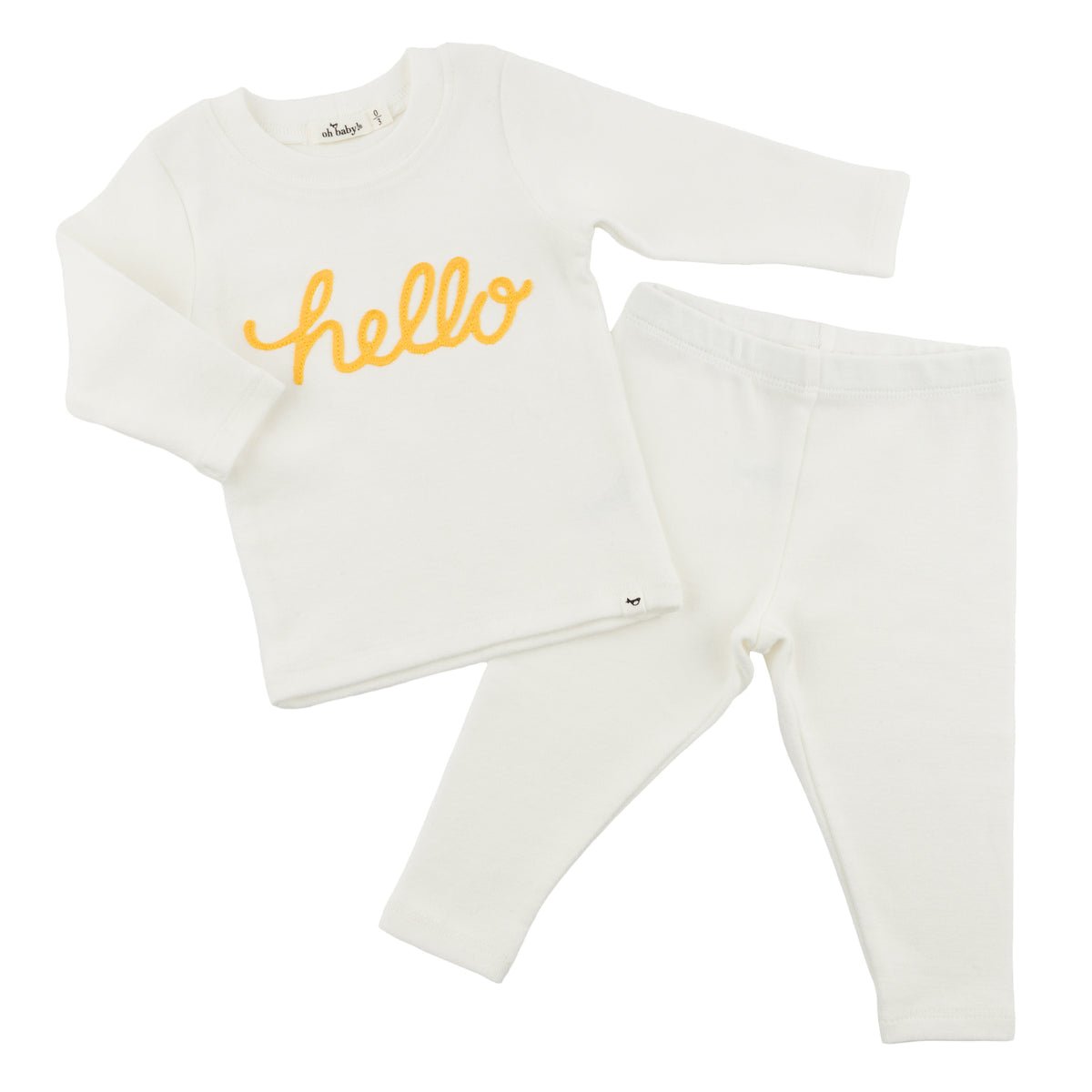 "hello" Golden Embroidered Two Piece Set - Joy