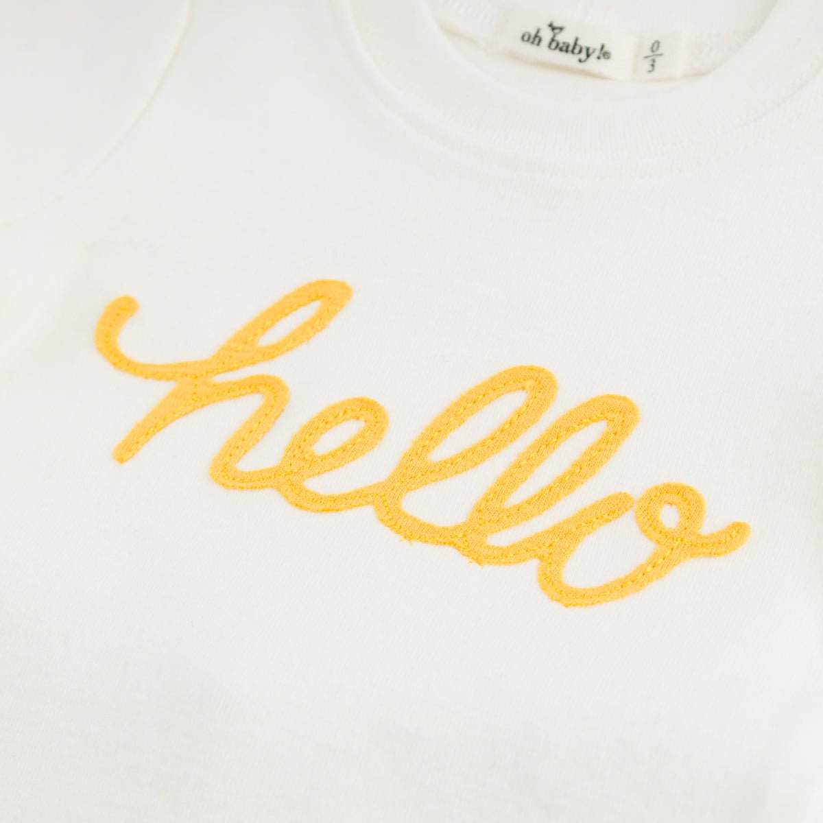 "hello" Golden Embroidered Two Piece Set - Joy