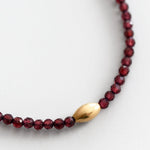 Hessonite Garnet + 18KT Beaded Necklace - Joy Gift Shoppe