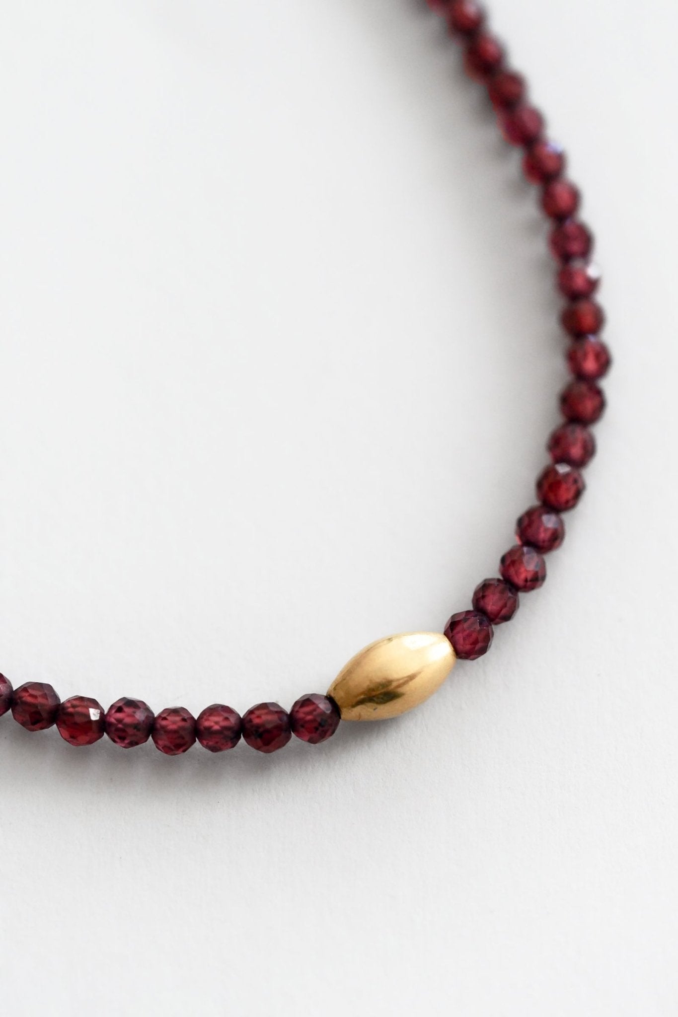 Hessonite Garnet + 18KT Beaded Necklace - Joy Gift Shoppe