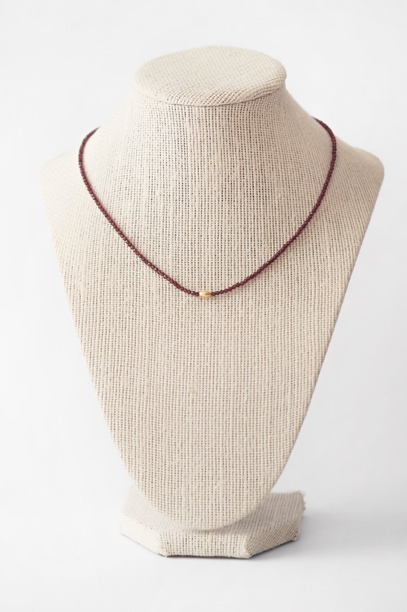 Hessonite Garnet + 18KT Beaded Necklace - Joy Gift Shoppe