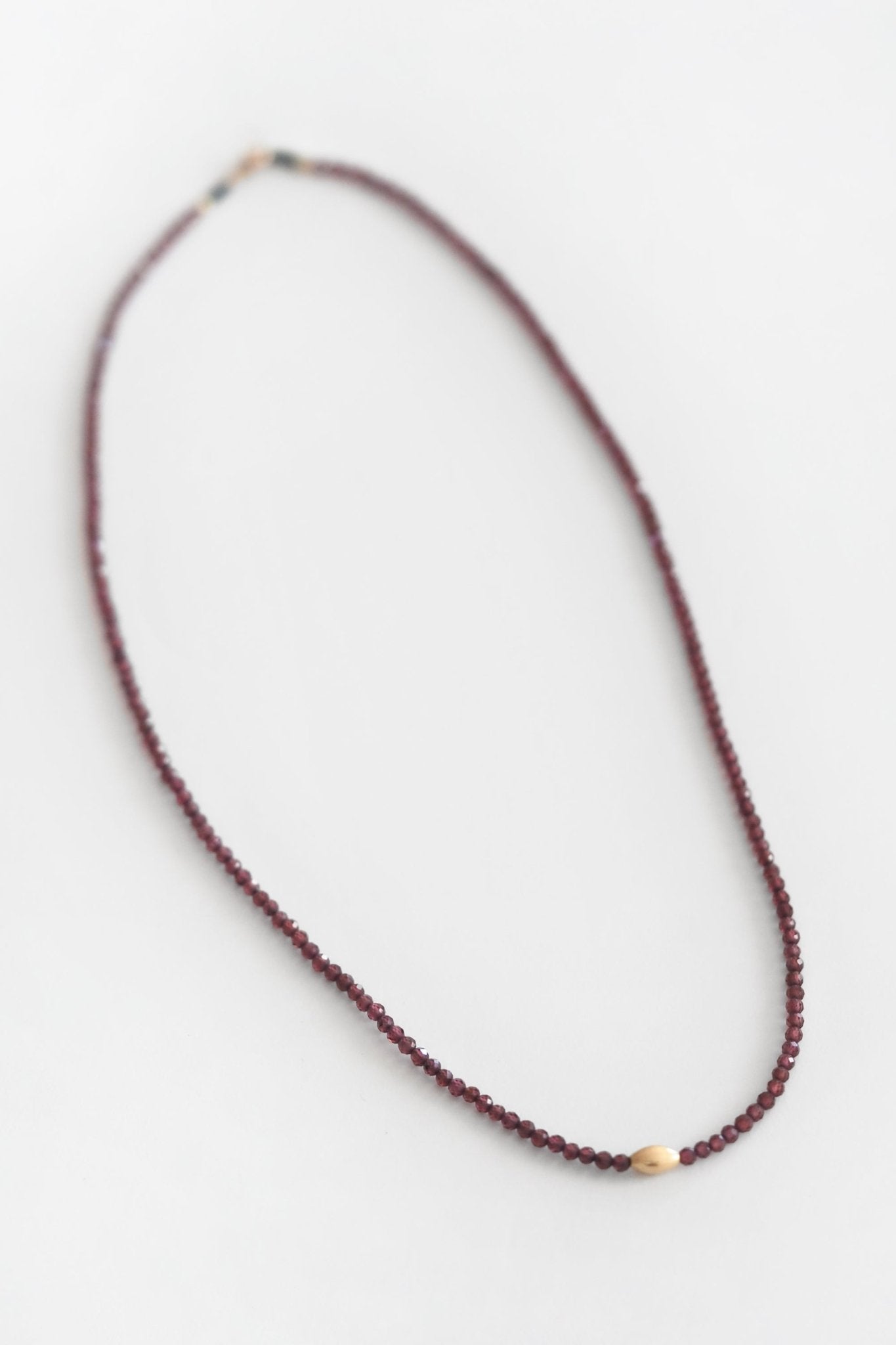 Hessonite Garnet + 18KT Beaded Necklace - Joy Gift Shoppe