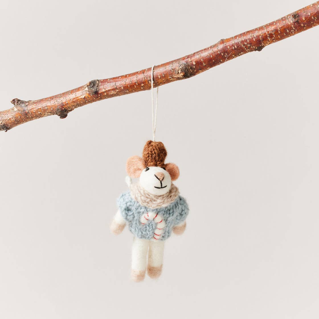 Holly Felted Mouse Ornament - Joy