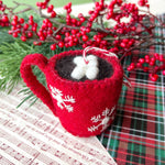 Hot Chocolate Felt Wool Christmas Ornament - Joy