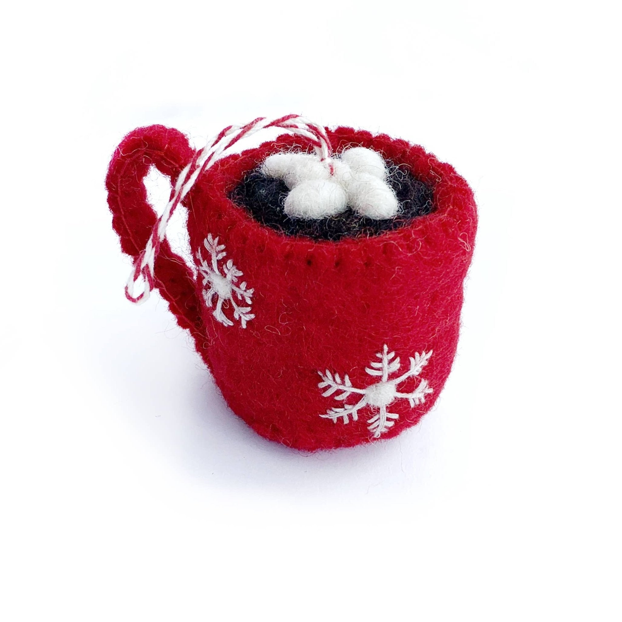 Hot Chocolate Felt Wool Christmas Ornament - Joy