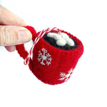 Hot Chocolate Felt Wool Christmas Ornament - Joy