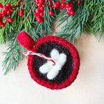 Hot Chocolate Felt Wool Christmas Ornament - Joy