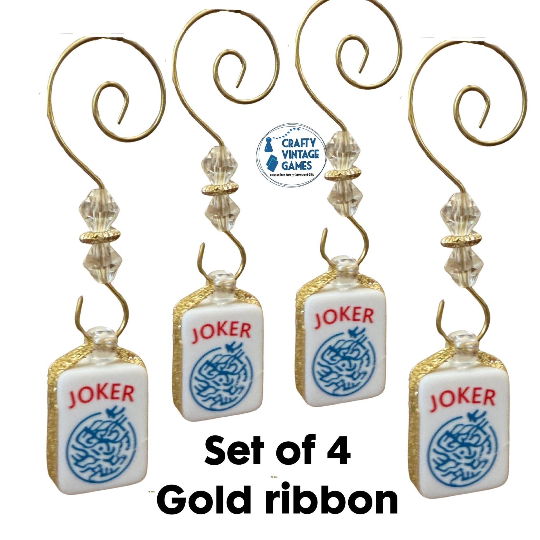 Joker Mahjong Christmas Ornament: Gold, Set of 4 - Joy Gift Shoppe