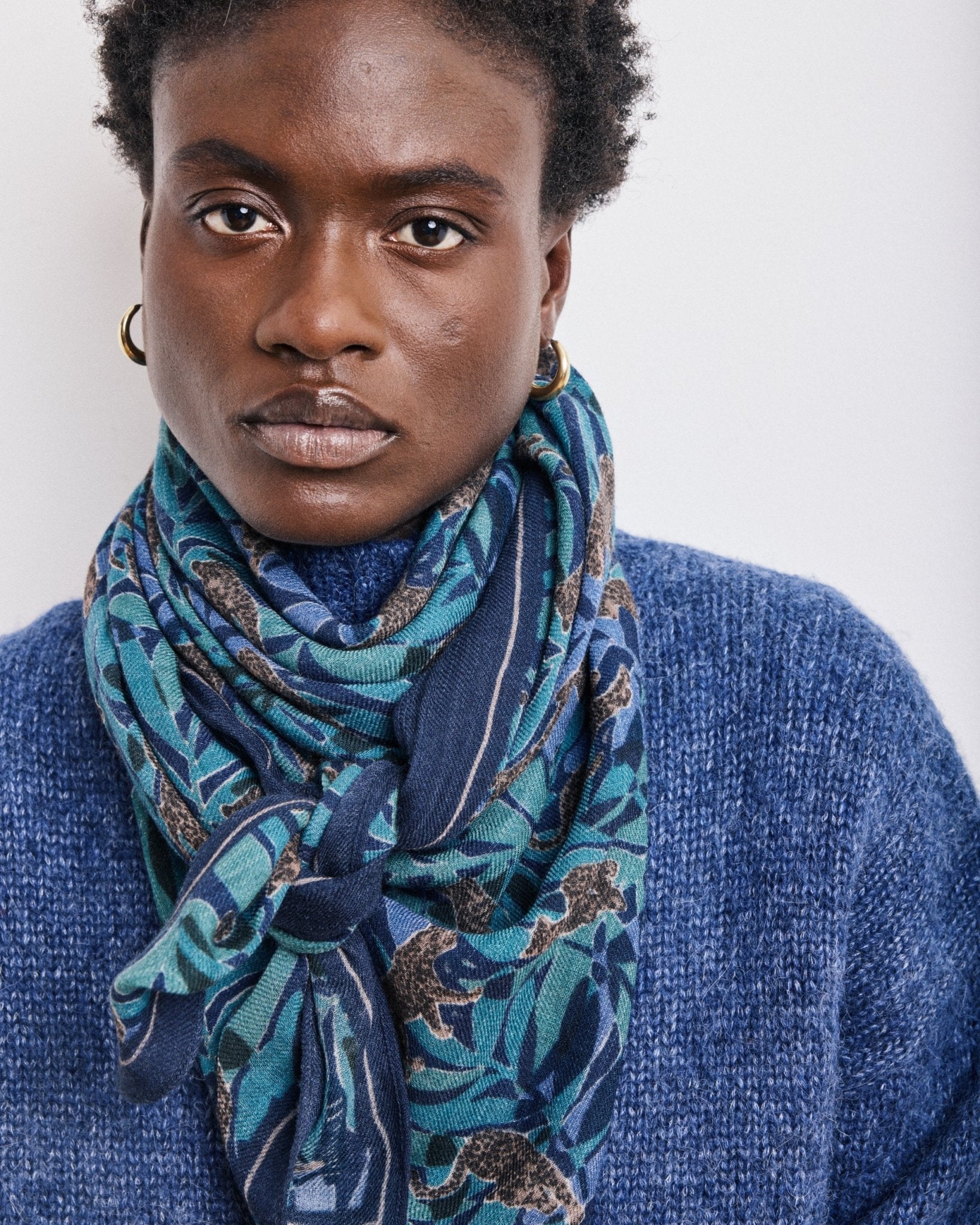 JUNGLE Blue Square Scarf - Joy