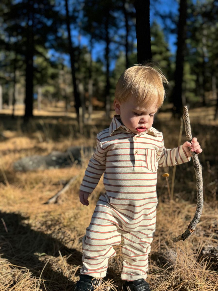 KINGSTON Cream/Orange Polo Romper - Joy