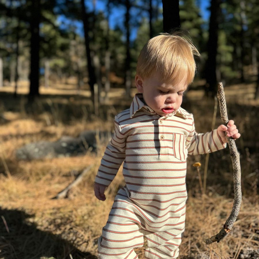 KINGSTON Cream/Orange Polo Romper - Joy