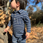 KINGSTON Navy Double Stripe Polo Romper - Joy