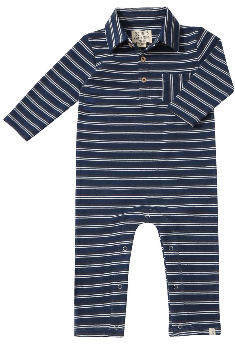 KINGSTON Navy Double Stripe Polo Romper - Joy