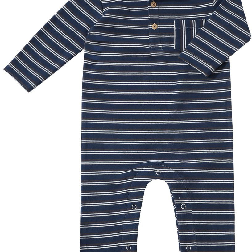 KINGSTON Navy Double Stripe Polo Romper - Joy