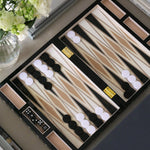 Lacquered Backgammon - Black/Beige - Joy Gift Shoppe